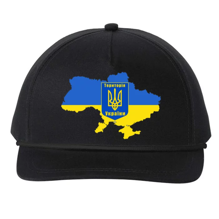 Ukrainian Flag Map Emblem Snapback Five-Panel Rope Hat