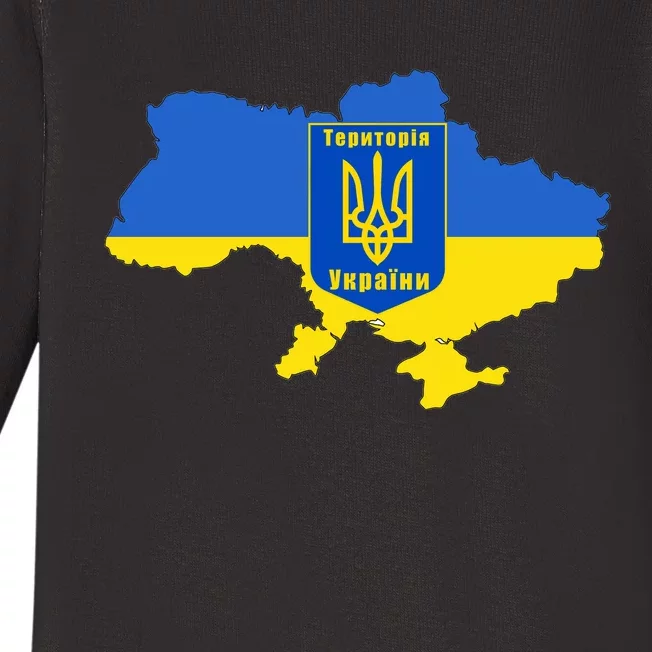 Ukrainian Flag Map Emblem Baby Long Sleeve Bodysuit