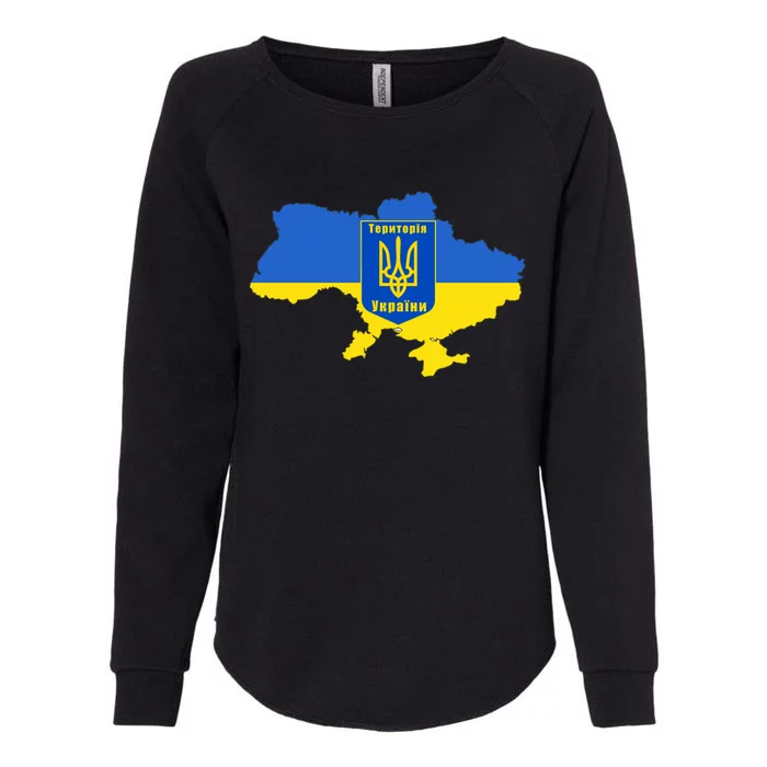 Ukrainian Flag Map Emblem Womens California Wash Sweatshirt