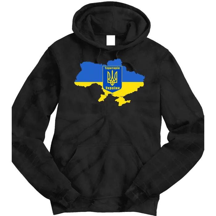 Ukrainian Flag Map Emblem Tie Dye Hoodie