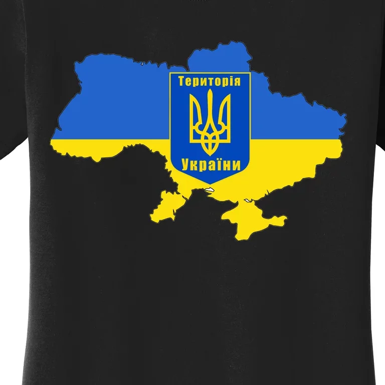 Ukrainian Flag Map Emblem Women's T-Shirt