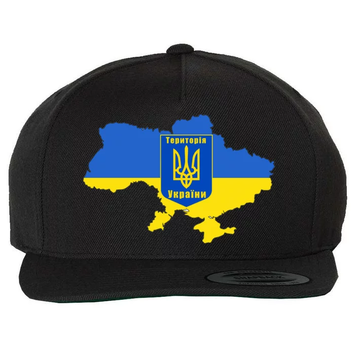 Ukrainian Flag Map Emblem Wool Snapback Cap