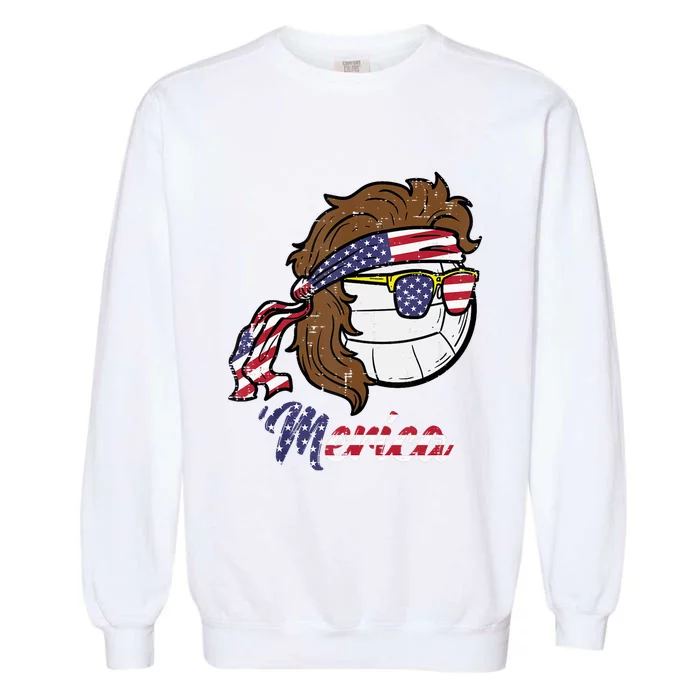 Us Flag Merica Volleyball Memorial Day 4th Of July Garment-Dyed Sweatshirt