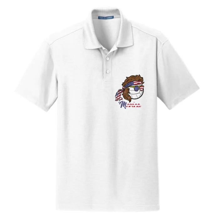 Us Flag Merica Volleyball Memorial Day 4th Of July Dry Zone Grid Performance Polo