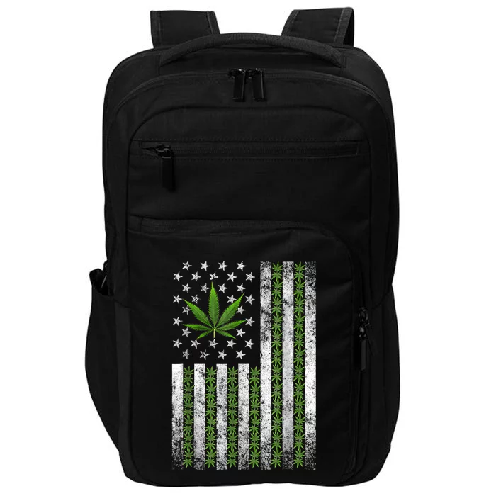 Usa Flag Marijuana Funny Weed Leaf Flag Cannabis Stoner 420 Impact Tech Backpack