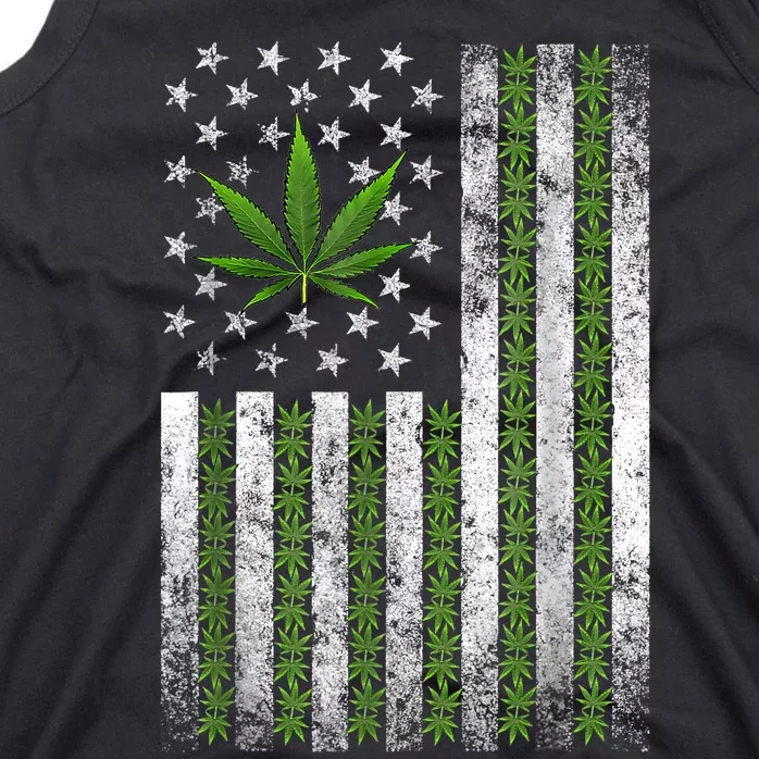 Usa Flag Marijuana Funny Weed Leaf Flag Cannabis Stoner 420 Tank Top