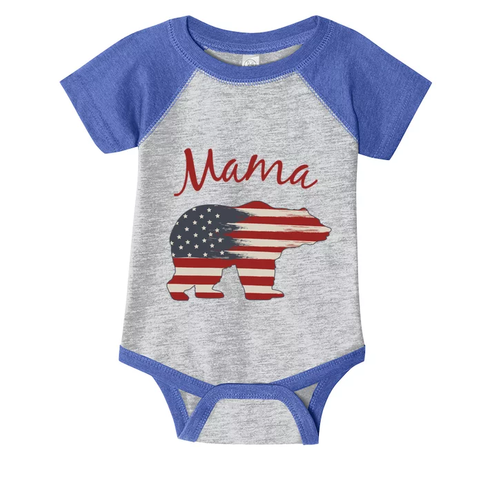 Usa Flag Mama Bear American Mom July 4 Patriotic Election Gift Infant Baby Jersey Bodysuit