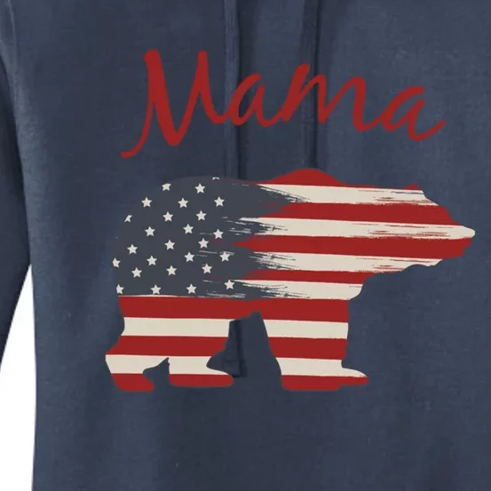 Usa Flag Mama Bear American Mom July 4 Patriotic Election Gift Women's Pullover Hoodie