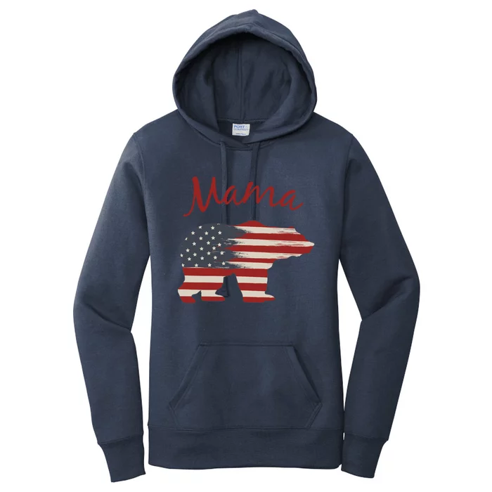 Usa Flag Mama Bear American Mom July 4 Patriotic Election Gift Women's Pullover Hoodie