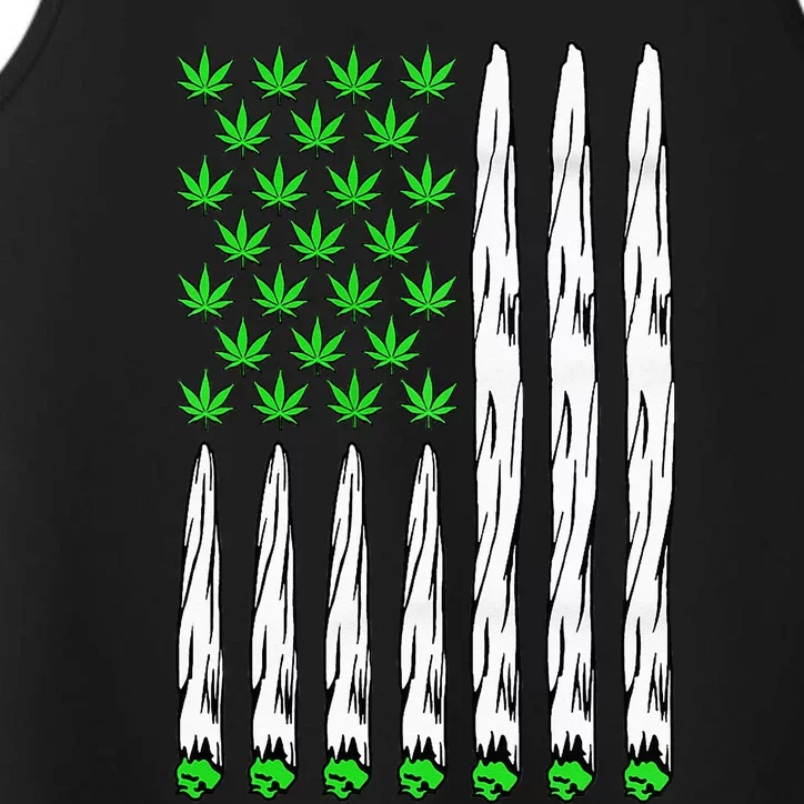 USA Flag Marijuana Funny Weed Leaf Flag Cannabis 4th Of July Performance Tank