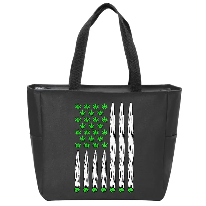 USA Flag Marijuana Funny Weed Leaf Flag Cannabis 4th Of July Zip Tote Bag