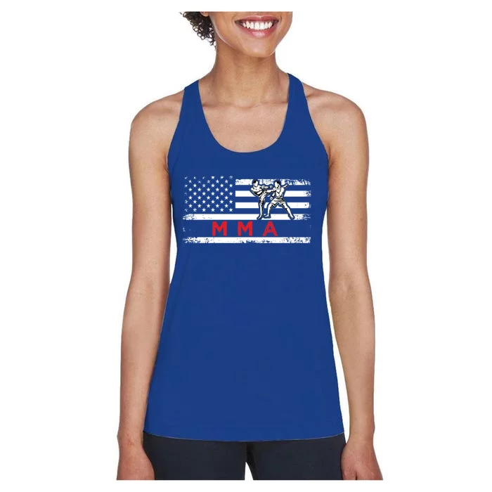 Usa Flag Mma American Patriot Mixed Martial Arts Gift Women's Racerback Tank