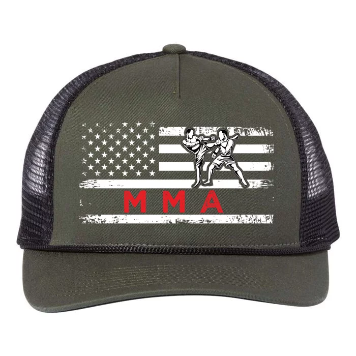 Usa Flag Mma American Patriot Mixed Martial Arts Gift Retro Rope Trucker Hat Cap