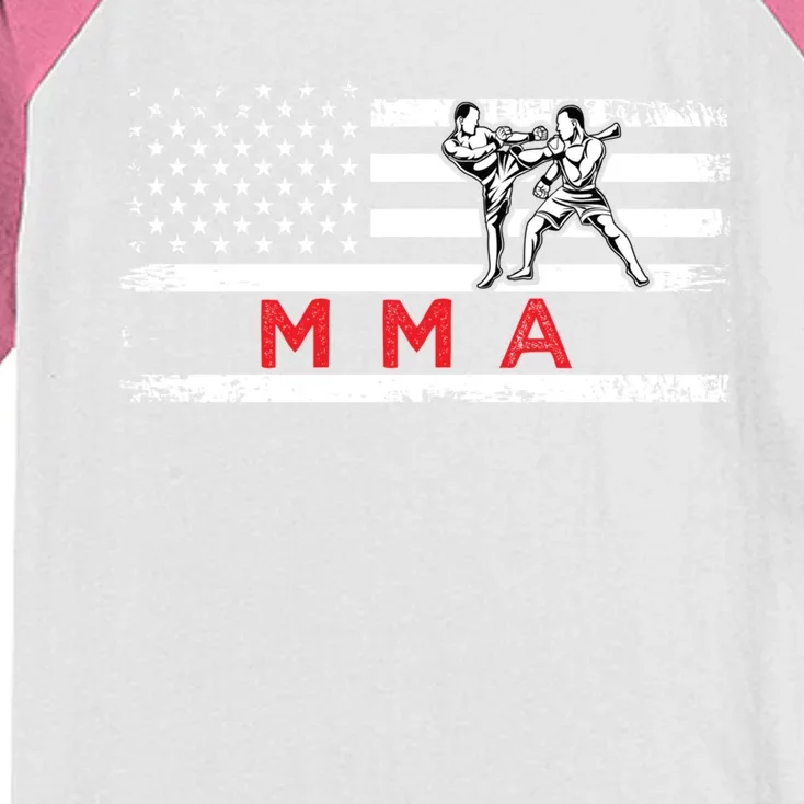 Usa Flag Mma American Patriot Mixed Martial Arts Gift Kids Colorblock Raglan Jersey