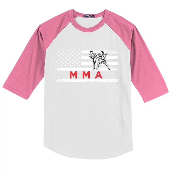 Usa Flag Mma American Patriot Mixed Martial Arts Gift Kids Colorblock Raglan Jersey