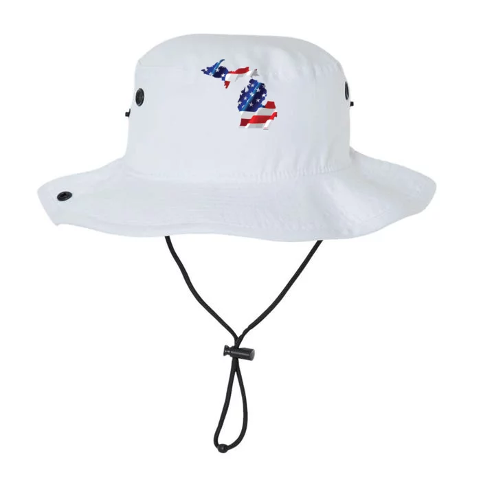 Us Flag Michigan Map Patriotic Great Lakes Gift Legacy Cool Fit Booney Bucket Hat