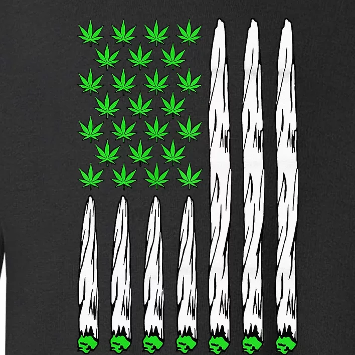 USA Flag Marijuana Funny Weed Leaf Flag Cannabis 4th Of July Toddler Sweatshirt