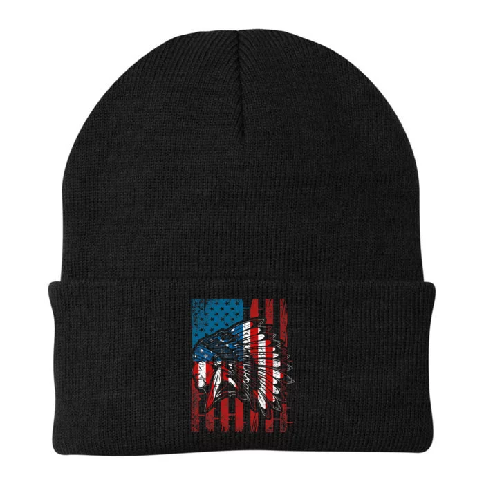 USA Flag Native American Heritage Headdress Native American Knit Cap Winter Beanie