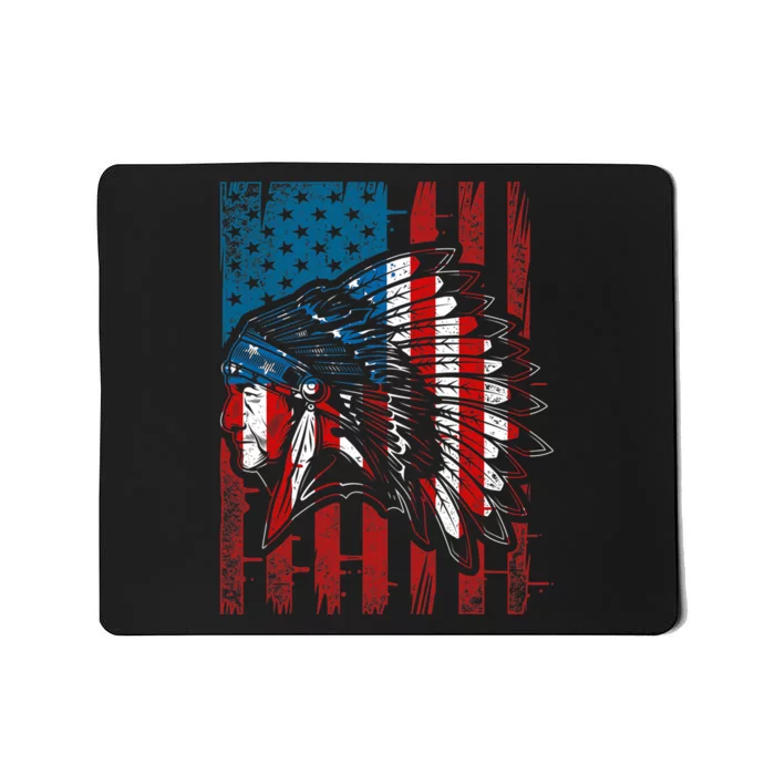 USA Flag Native American Heritage Headdress Native American Mousepad