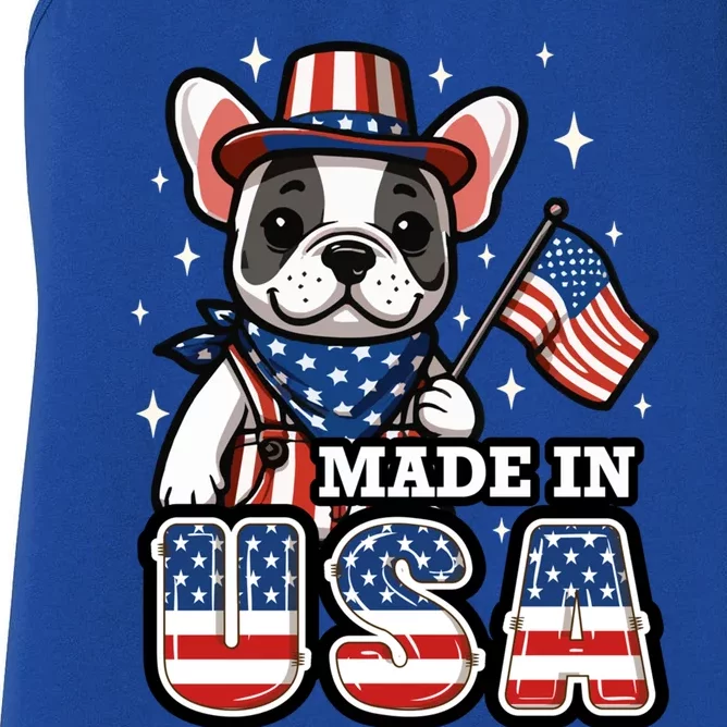 Usa Frenchie Ns French Bulldog Patriotic 4th July Gift Women's Racerback Tank