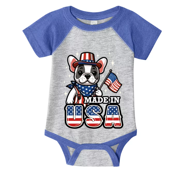 Usa Frenchie Ns French Bulldog Patriotic 4th July Gift Infant Baby Jersey Bodysuit