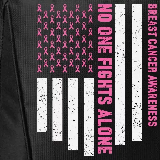 USA Flag No One Fight Alone Breast Caner Awareness City Backpack