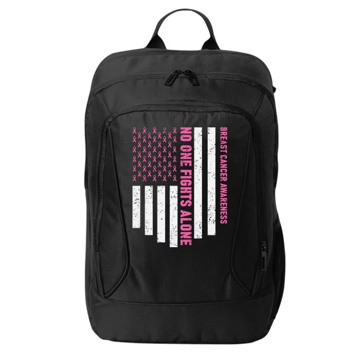 USA Flag No One Fight Alone Breast Caner Awareness City Backpack