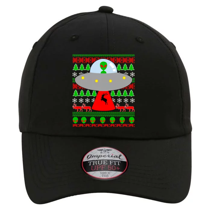 UFO Alien Abducting Reindeer Ugly Christmas Sweater Design The Original Performance Cap