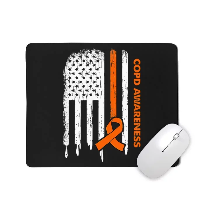 USA Flag Orange Ribbon COPD Awareness Mousepad