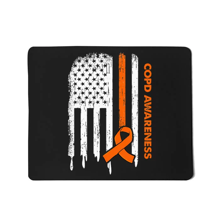 USA Flag Orange Ribbon COPD Awareness Mousepad