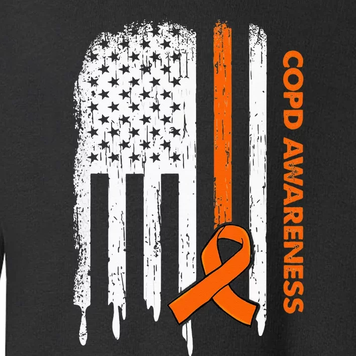 USA Flag Orange Ribbon COPD Awareness Toddler Sweatshirt