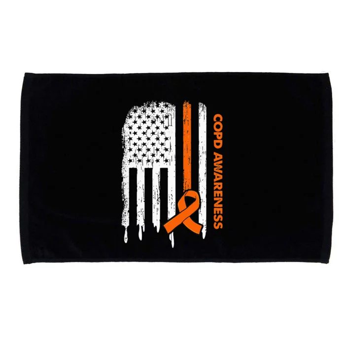 USA Flag Orange Ribbon COPD Awareness Microfiber Hand Towel