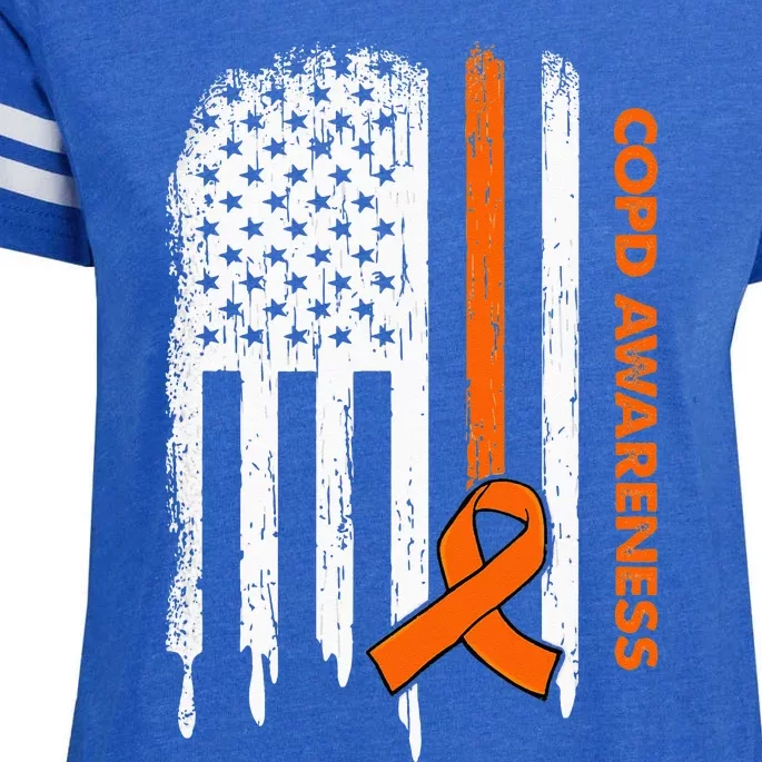 USA Flag Orange Ribbon COPD Awareness Enza Ladies Jersey Football T-Shirt