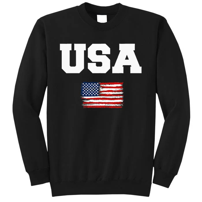 USA Flag Patriotic 4th Of July America Day Of Independence Tall Sweatshirt