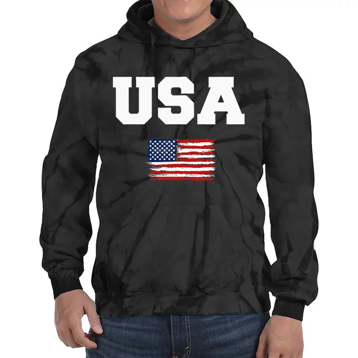 USA Flag Patriotic 4th Of July America Day Of Independence Tie Dye Hoodie