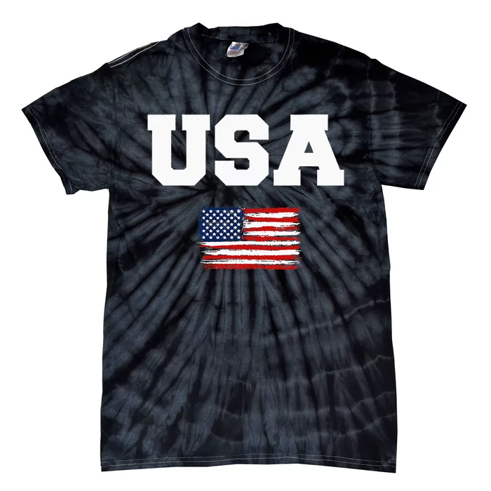 USA Flag Patriotic 4th Of July America Day Of Independence Tie-Dye T-Shirt