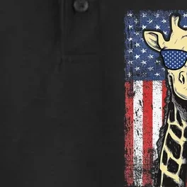 USA Flag Patriotic Giraffe Sunglasses Funny Animal Lover Dry Zone Grid Performance Polo