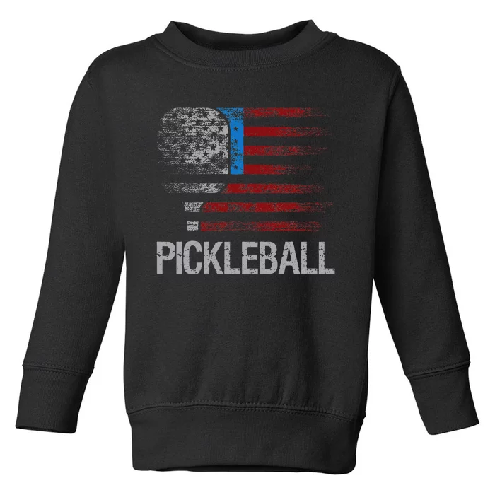 US Flag Pickleball Player Paddleball Lover Toddler Sweatshirt