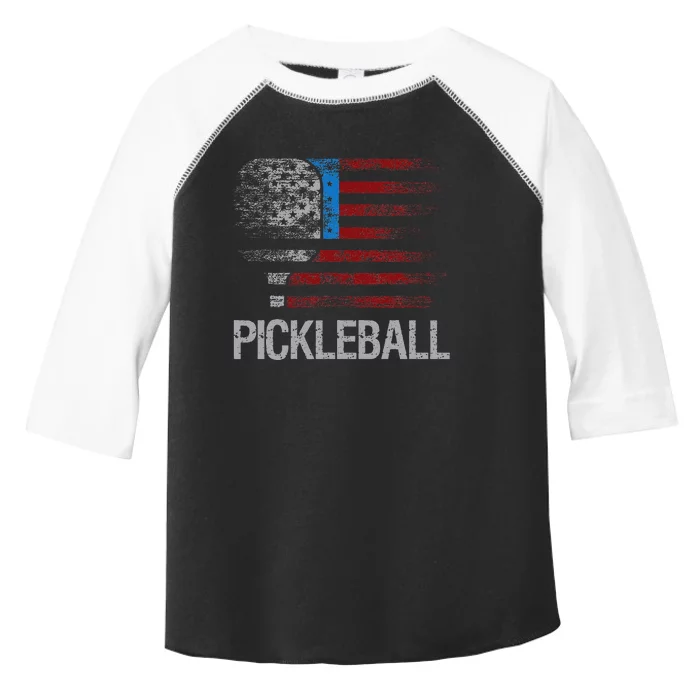 US Flag Pickleball Player Paddleball Lover Toddler Fine Jersey T-Shirt