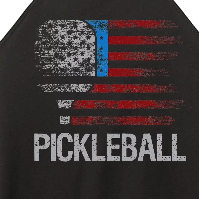 US Flag Pickleball Player Paddleball Lover Women’s Perfect Tri Rocker Tank