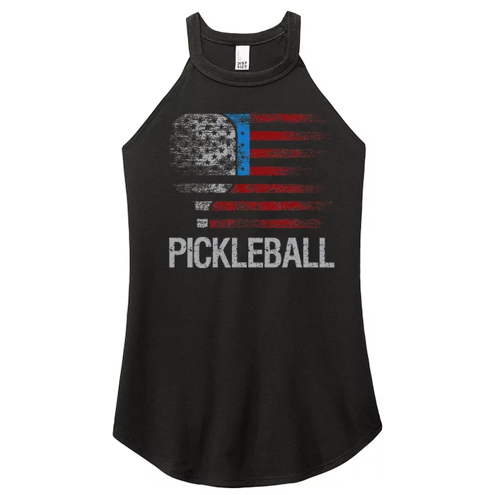 US Flag Pickleball Player Paddleball Lover Women’s Perfect Tri Rocker Tank