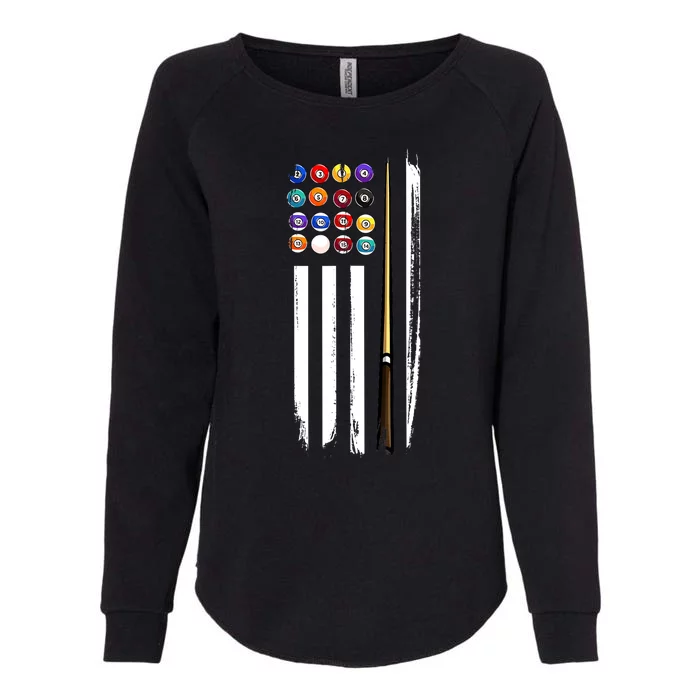 Usa Flag Pool Player Cute Cues Stick Best Gift For Player Womens California Wash Sweatshirt