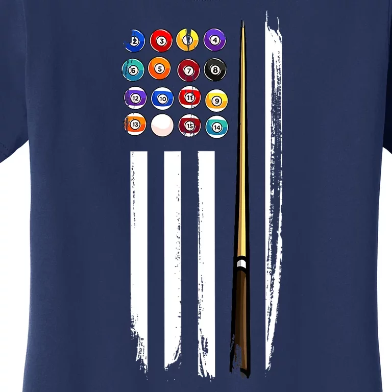 Usa Flag Pool Player Cute Cues Stick Best Gift For Player Women's T-Shirt