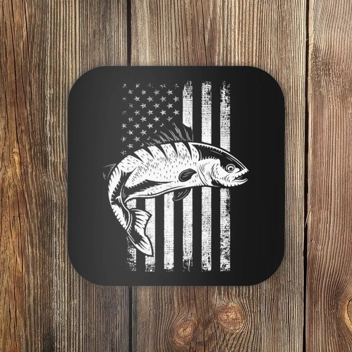 USA Flag Patriotic American Fisherman Hobby Fishing Coaster