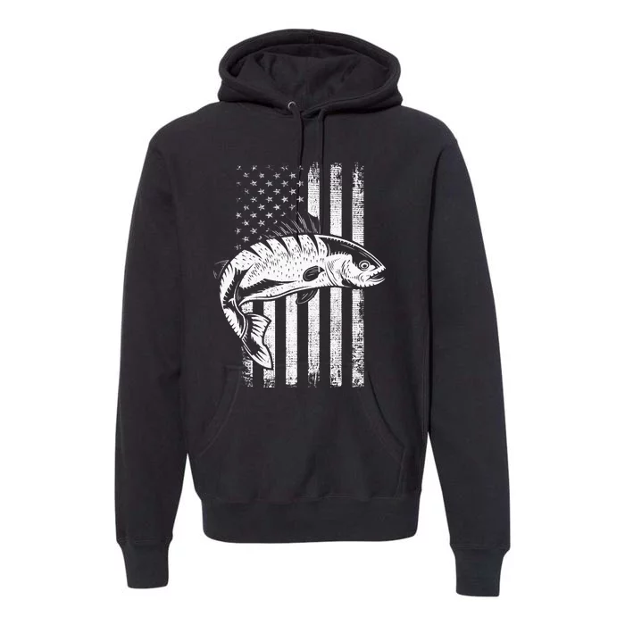 USA Flag Patriotic American Fisherman Hobby Fishing Premium Hoodie