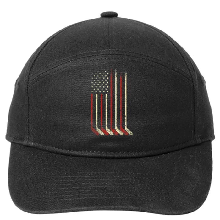 US Flag Patriotic American Hockey Player Ice Hockey 7-Panel Snapback Hat