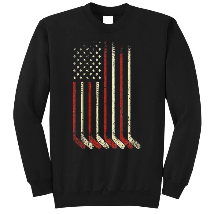 US Flag Patriotic American Hockey Player Ice Hockey Tall Sweatshirt