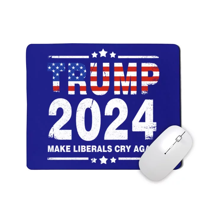 Usa Flag President Trump 2024 Make Liberals Cry Again Funny Gift Mousepad