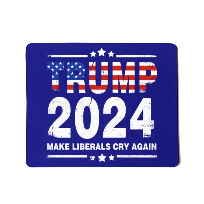 Usa Flag President Trump 2024 Make Liberals Cry Again Funny Gift Mousepad