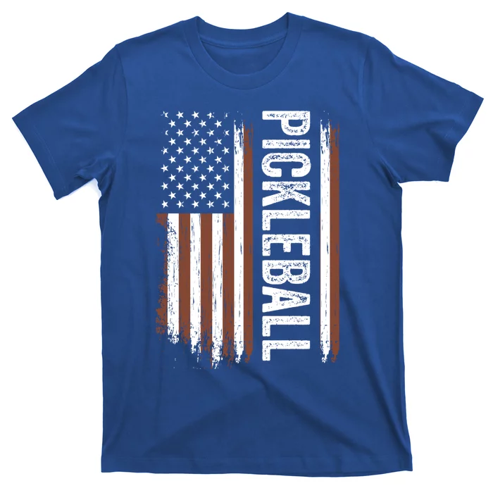 Us Flag Pickleball Player Vintage Pickle Ball Lover Usa Flag Gift T-Shirt